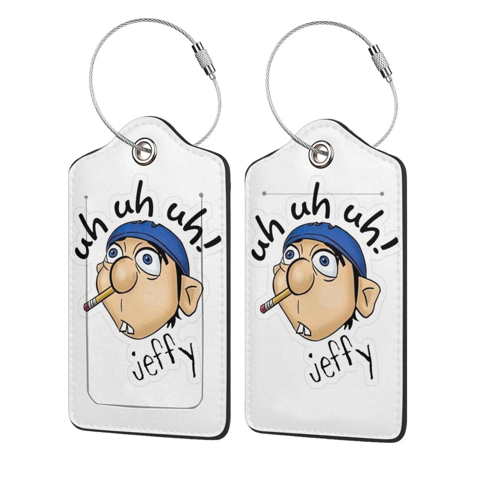 Sml Address Sml Jeffy Baggage Identification Tag Leather Cartoon Luggage Tag 2 PCS ...