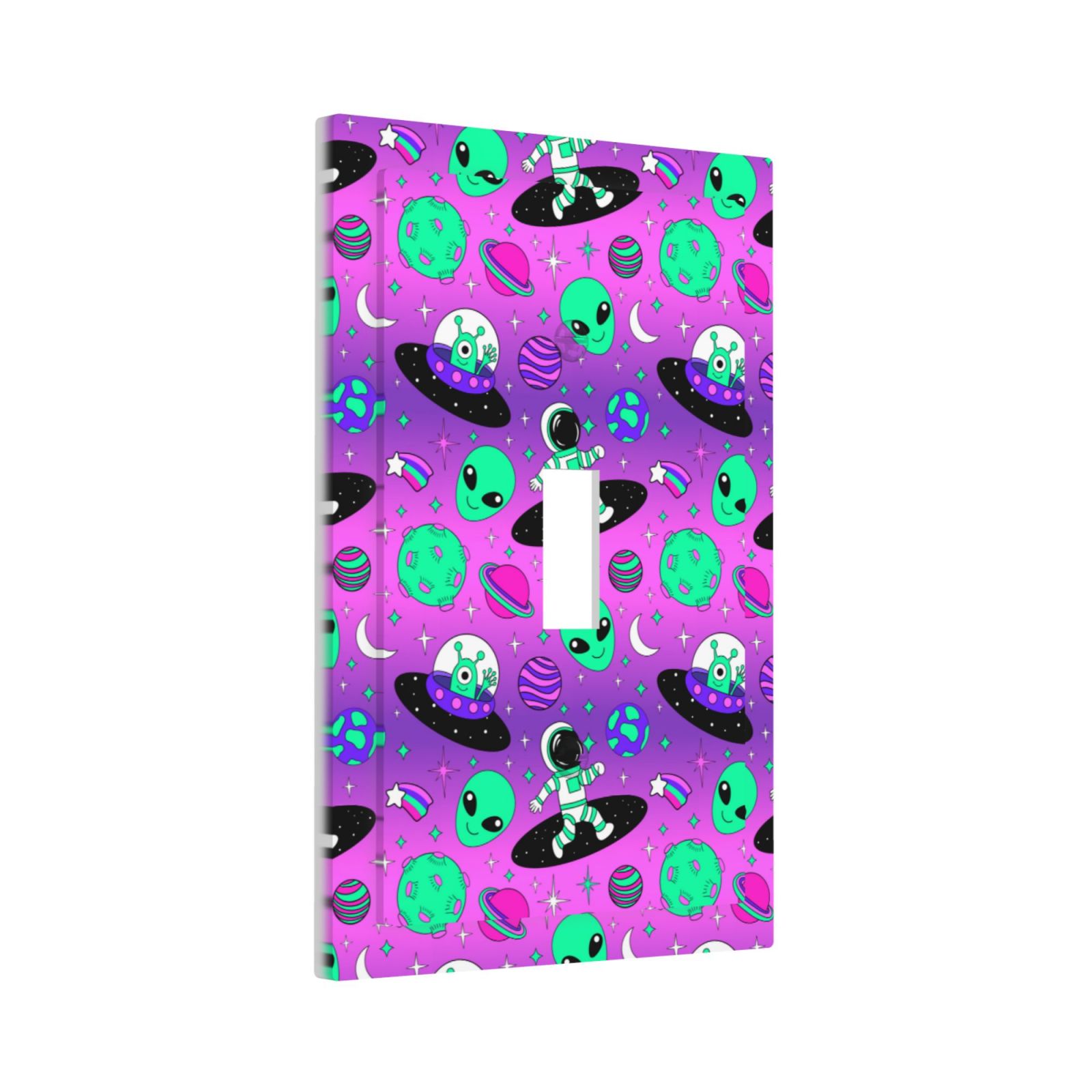 DouZhe 1-Gang Toggle Switch Wallplate, Cartoon Aliens Space Vaporwave ...